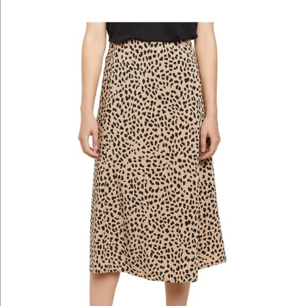 Leopard Print Midi Slip Skirt